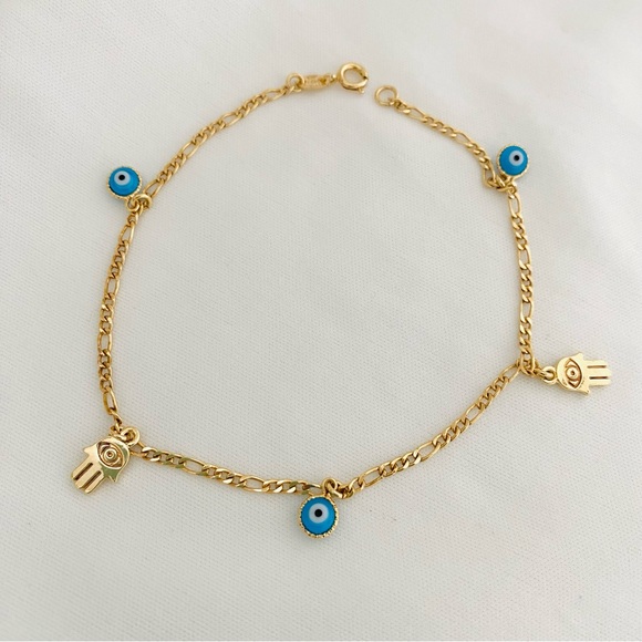 Gold Evil Eye Anklet - Picture 5 of 9